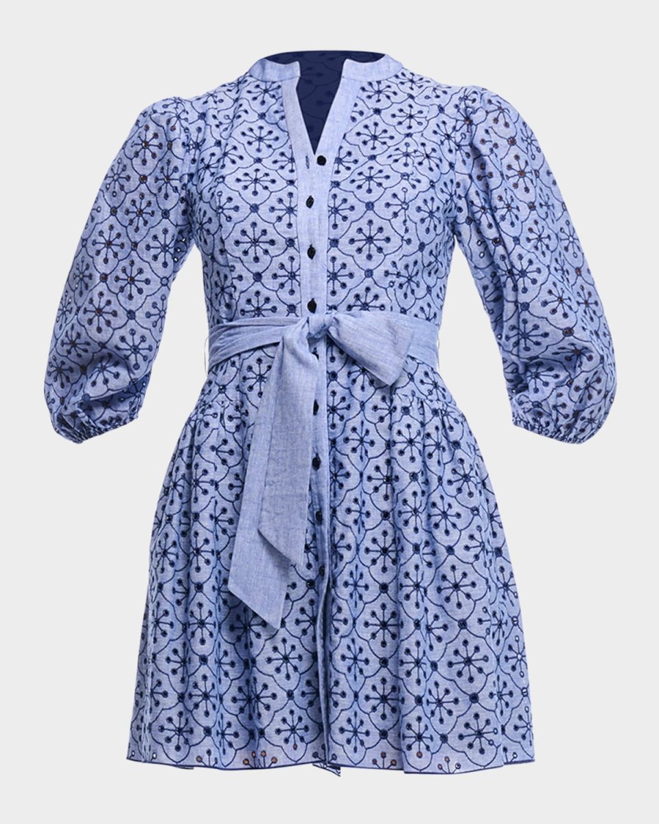 Rainey Mini Embroidered Eyelet Belted Dress